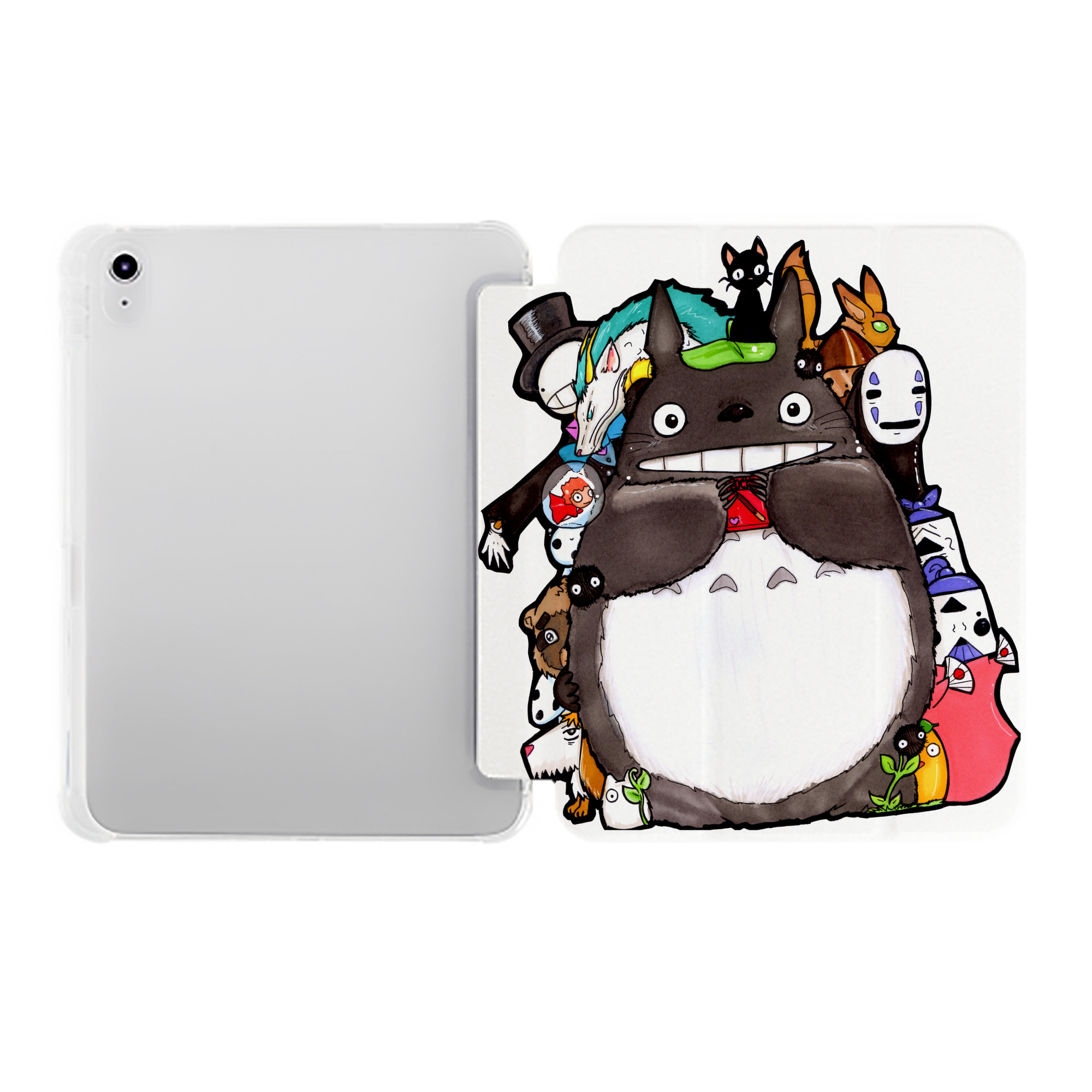 （画像用） となりのトトロ 草壁メイ 草壁サツキ My Neighbor Totoro Satsuki Kusakabe Mei Kusakabe IPad ケース ペン収納付き 三つ折りスタンド PUレザー×シリコン 対応機種9.5/10.5/10.9インチ